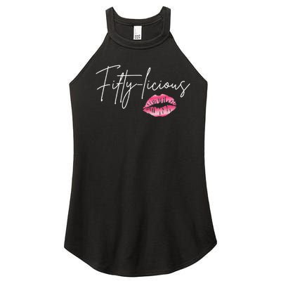 Fifty Licious Funny 50th Birthday Queen 50 Years Birthday Women’s Perfect Tri Rocker Tank