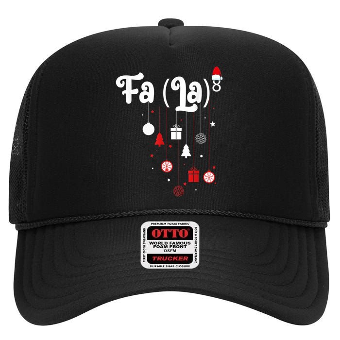 Fa (La)8 Funny Christmas Santa Fa La Math High Crown Mesh Back Trucker Hat