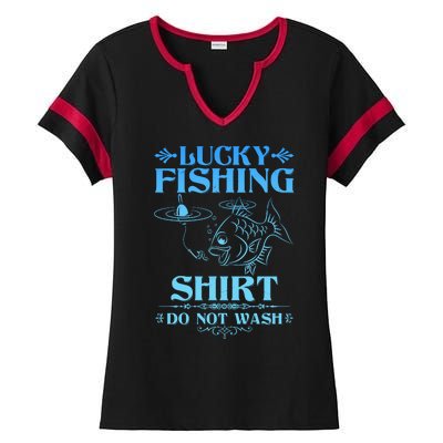 Funny Lucky Fishing Do Not Wash Fishing Fan Ladies Halftime Notch Neck Tee