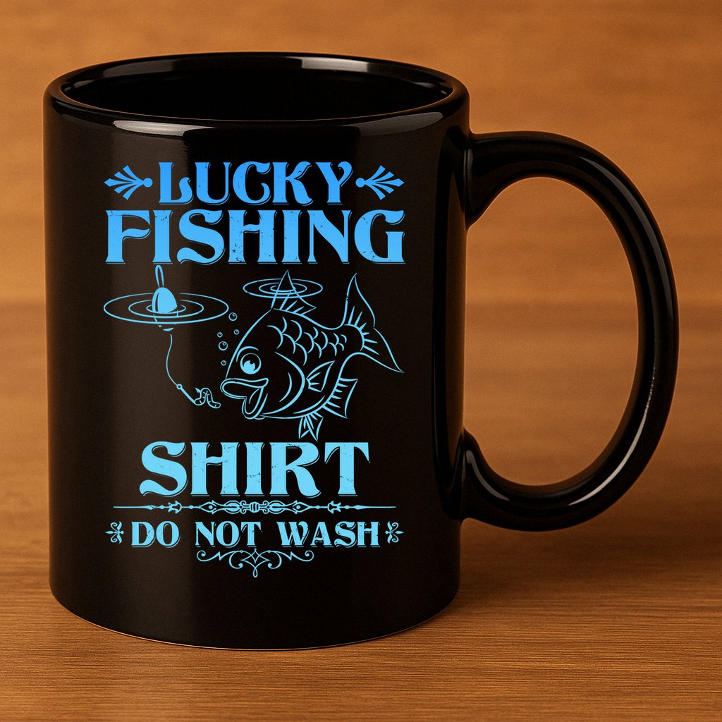 Funny Lucky Fishing Do Not Wash Fishing Fan 11oz C Handle Ceramic Mug