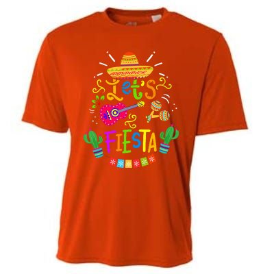 Funny Let's Fiesta Cinco De Mayo Mexican Guitar Cactus Cooling Performance Crew T-Shirt