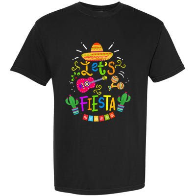 Funny Let's Fiesta Cinco De Mayo Mexican Guitar Cactus Garment-Dyed Heavyweight T-Shirt