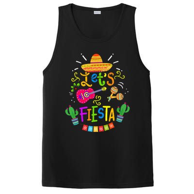 Funny Let's Fiesta Cinco De Mayo Mexican Guitar Cactus PosiCharge Competitor Tank