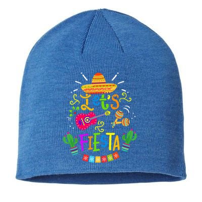 Funny Let's Fiesta Cinco De Mayo Mexican Guitar Cactus Sustainable Beanie