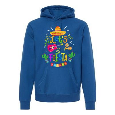 Funny Let's Fiesta Cinco De Mayo Mexican Guitar Cactus Premium Hoodie