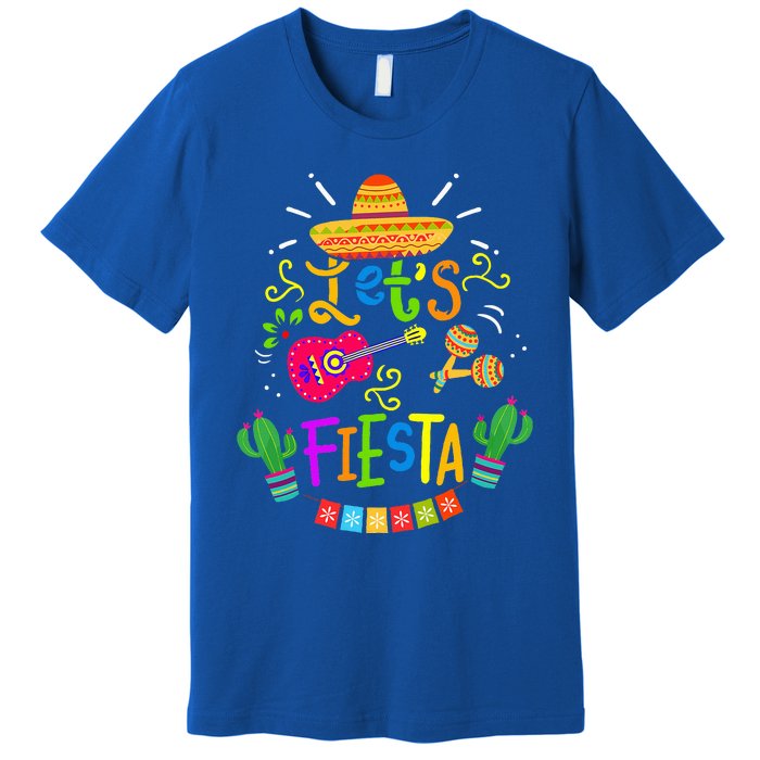 Funny Let's Fiesta Cinco De Mayo Mexican Guitar Cactus Premium T-Shirt