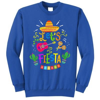 Funny Let's Fiesta Cinco De Mayo Mexican Guitar Cactus Tall Sweatshirt