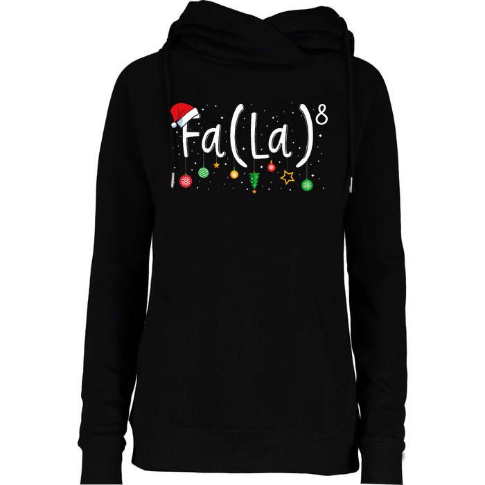 FA (LA)8 Funny Christmas Santa Fa La Math Teacher Womens Funnel Neck Pullover Hood