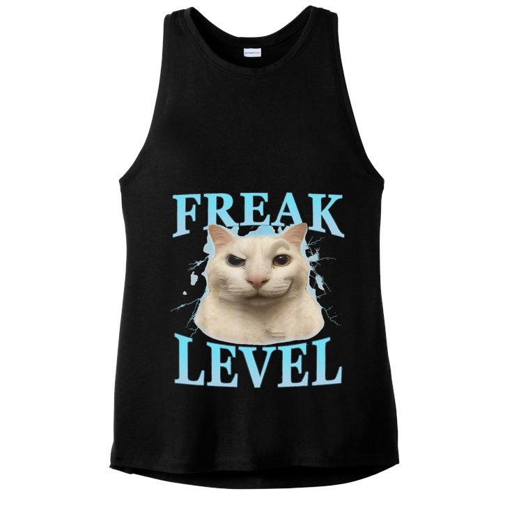 Freak Level Funny Cat Meme Certified Freak Humor Sarcastic Ladies PosiCharge Tri-Blend Wicking Tank