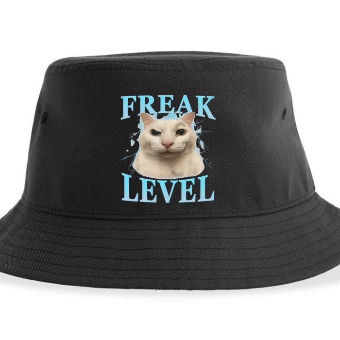 Freak Level Funny Cat Meme Certified Freak Humor Sarcastic Sustainable Bucket Hat