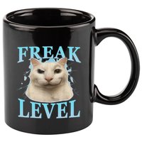Freak Level Funny Cat Meme Certified Freak Humor Sarcastic 11oz C Handle Ceramic Mug