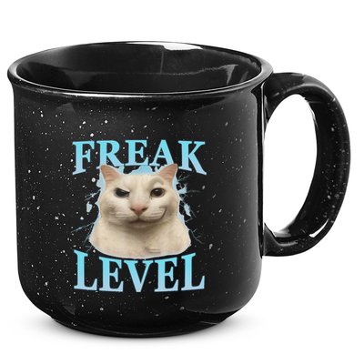 Freak Level Funny Cat Meme Certified Freak Humor Sarcastic 15oz Campfire Ceramic Mug