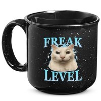 Freak Level Funny Cat Meme Certified Freak Humor Sarcastic 15oz Campfire Ceramic Mug