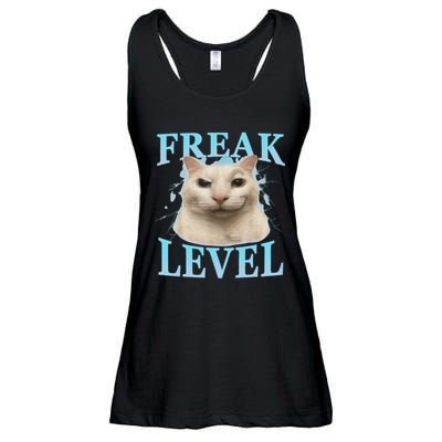 Freak Level Funny Cat Meme Certified Freak Humor Sarcastic Ladies Essential Flowy Tank