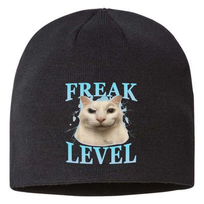 Freak Level Funny Cat Meme Certified Freak Humor Sarcastic Sustainable Beanie
