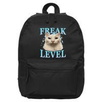 Freak Level Funny Cat Meme Certified Freak Humor Sarcastic 16 in Basic Backpack
