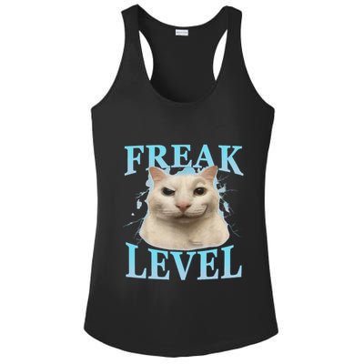 Freak Level Funny Cat Meme Certified Freak Humor Sarcastic Ladies PosiCharge Competitor Racerback Tank