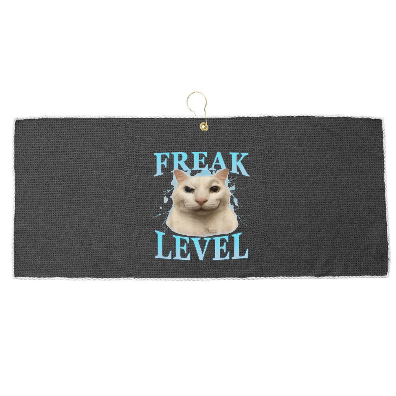 Freak Level Funny Cat Meme Certified Freak Humor Sarcastic Large Microfiber Waffle Golf Towel