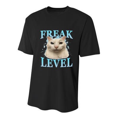 Freak Level Funny Cat Meme Certified Freak Humor Sarcastic Youth Performance Sprint T-Shirt