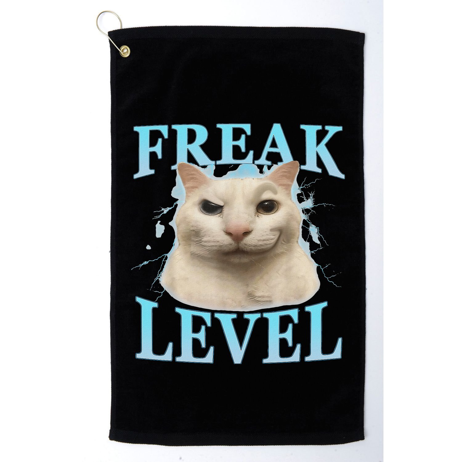 Freak Level Funny Cat Meme Certified Freak Humor Sarcastic Golf Towel