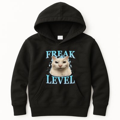 Freak Level Funny Cat Meme Certified Freak Humor Sarcastic Kids Hoodie