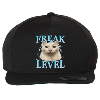 Freak Level Funny Cat Meme Certified Freak Humor Sarcastic Wool Snapback Cap