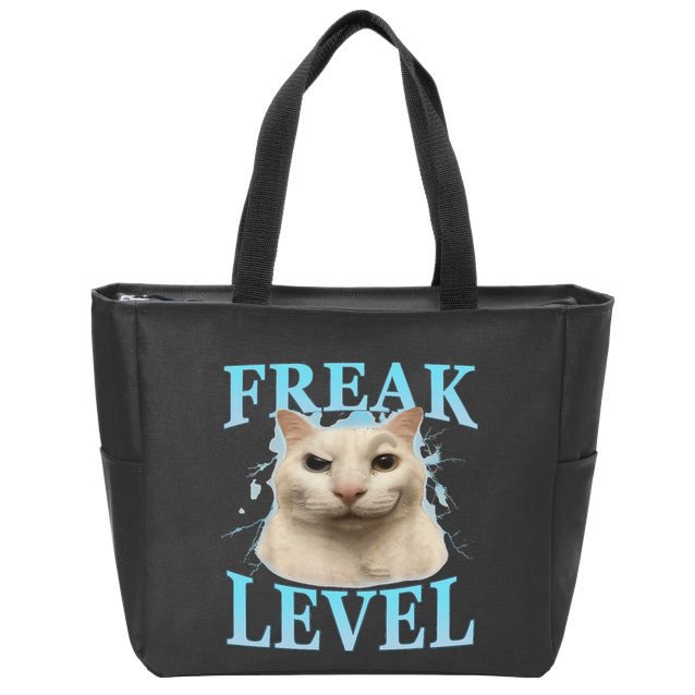 Freak Level Funny Cat Meme Certified Freak Humor Sarcastic Zip Tote Bag
