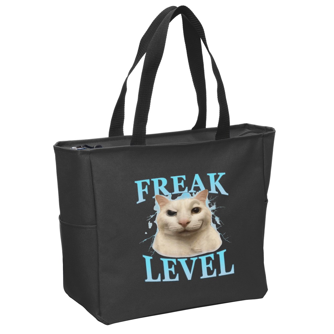 Freak Level Funny Cat Meme Certified Freak Humor Sarcastic Zip Tote Bag