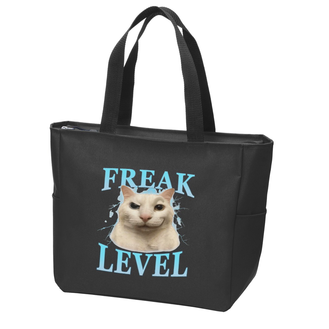 Freak Level Funny Cat Meme Certified Freak Humor Sarcastic Zip Tote Bag