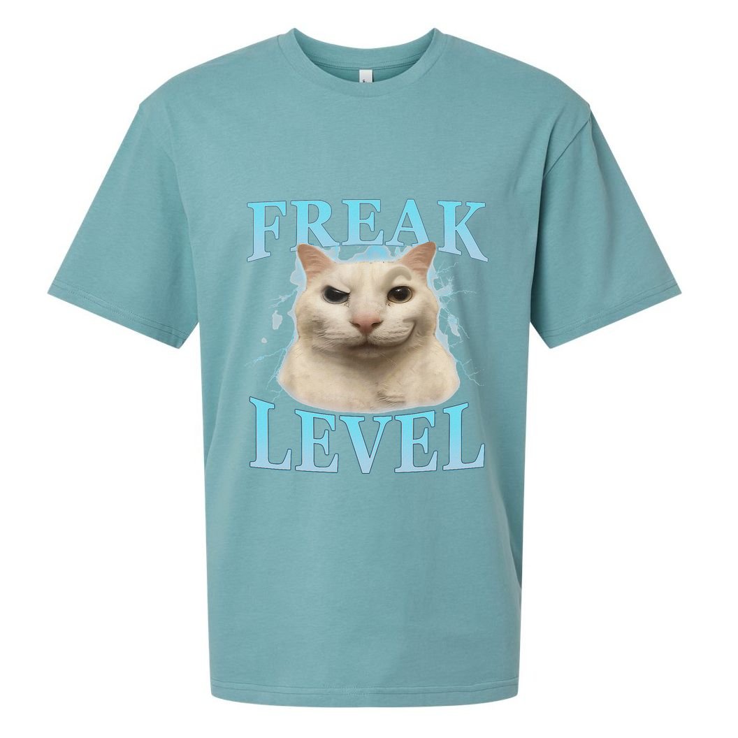 Freak Level Funny Cat Meme Certified Freak Humor Sarcastic Sueded Cloud Jersey T-Shirt