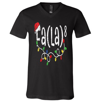 FA (LA)8 Funny Christmas Santa Fa La Math Teacher V-Neck T-Shirt