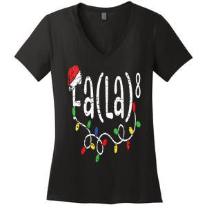 FA (LA)8 Funny Christmas Santa Fa La Math Teacher Women's V-Neck T-Shirt