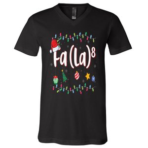 Fa (La)8 Funny Christmas Santa Fa La Math V-Neck T-Shirt