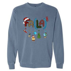 Fa (La)8 Funny Christmas Santa Fa La Math Teacher Student Garment-Dyed Sweatshirt