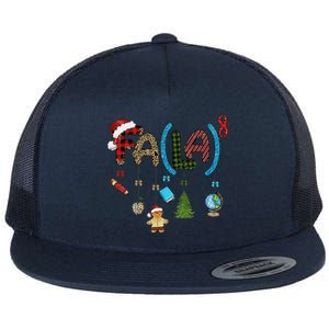 Fa (La)8 Funny Christmas Santa Fa La Math Teacher Student Flat Bill Trucker Hat