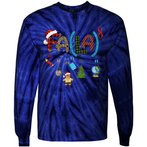 Fa (La)8 Funny Christmas Santa Fa La Math Teacher Student Tie-Dye Long Sleeve Shirt