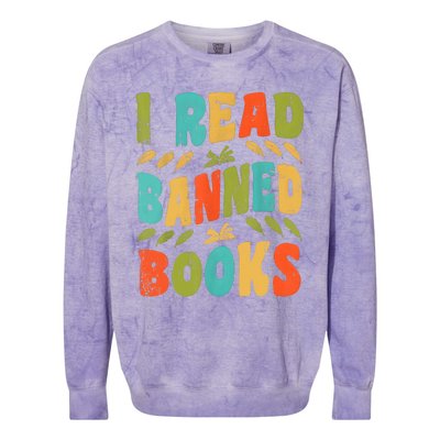 Funny Librarian Freedom Reader Grunge I Read Banned Books Colorblast Crewneck Sweatshirt