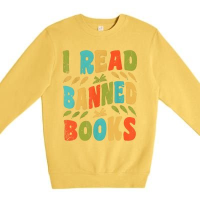 Funny Librarian Freedom Reader Grunge I Read Banned Books Premium Crewneck Sweatshirt