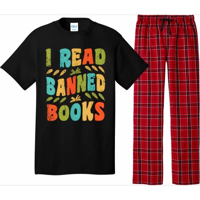 Funny Librarian Freedom Reader Grunge I Read Banned Books Pajama Set