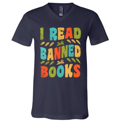 Funny Librarian Freedom Reader Grunge I Read Banned Books V-Neck T-Shirt