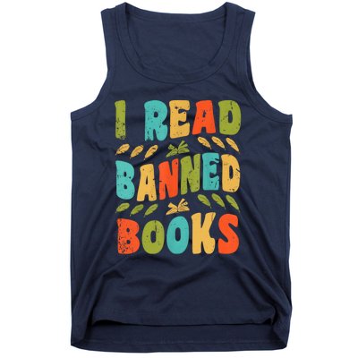 Funny Librarian Freedom Reader Grunge I Read Banned Books Tank Top