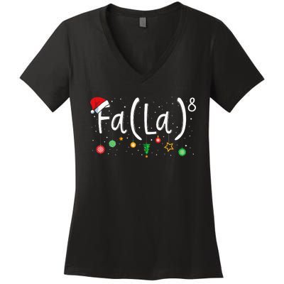 FA (LA)8 Funny Xmas Santa Fa La Math Teacher  Women's V-Neck T-Shirt