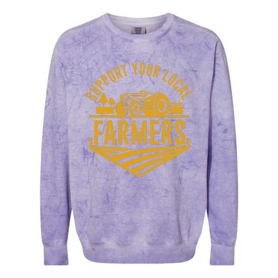 Farm Local Food Patriotic Farming Gift Idea Farmer Colorblast Crewneck Sweatshirt