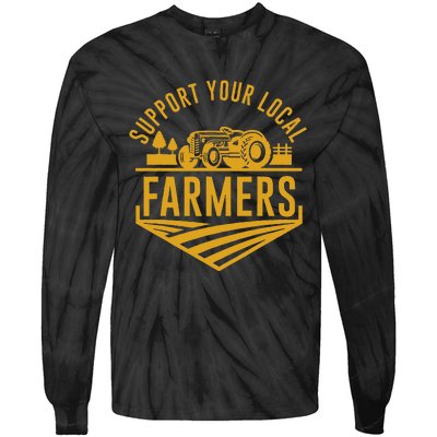 Farm Local Food Patriotic Farming Gift Idea Farmer Tie-Dye Long Sleeve Shirt