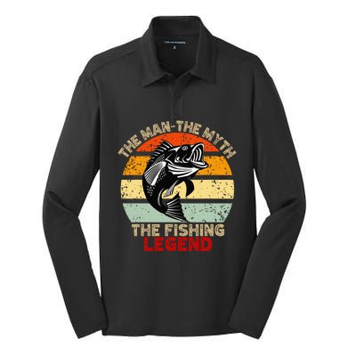 Fishing Legend Funny Freshwater Fish Lover Retirement Gift Silk Touch Performance Long Sleeve Polo