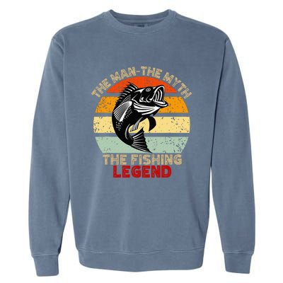 Fishing Legend Funny Freshwater Fish Lover Retirement Gift Garment-Dyed Sweatshirt