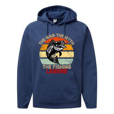 Fishing Legend Funny Freshwater Fish Lover Retirement Gift Performance Fleece Hoodie