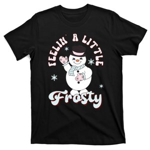 Feelin Little Frostys Snowman Groovy Retro Christmas Pajama T-Shirt