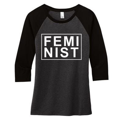 Feminist Logo Women's Tri-Blend 3/4-Sleeve Raglan Shirt