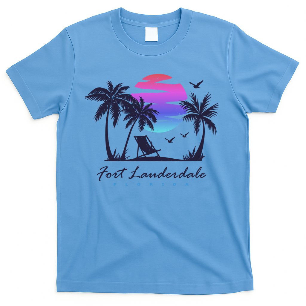 Fort Lauderdale Florida Beach Vacation Retro Vintage Sunset Gift T-Shirt